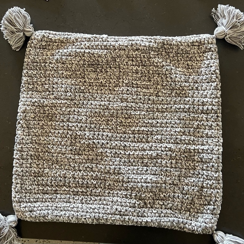 Coyuchi Cream and Gray Woven Pillow Cover